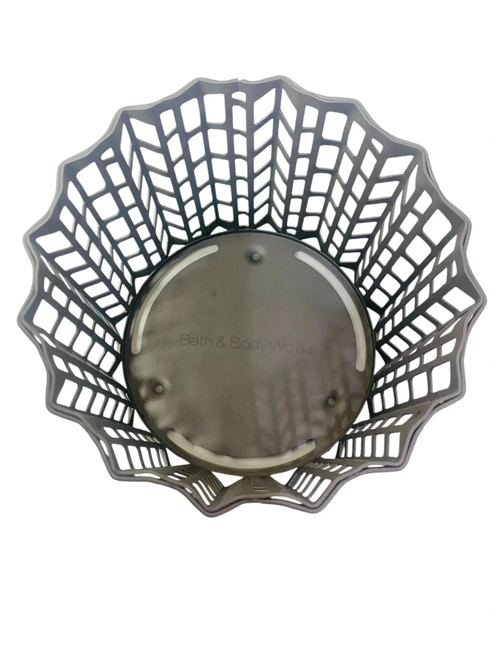 Bath & Body Works Metallic Grey Knitted Chevron 3 Wick Candle Holder Sleeve